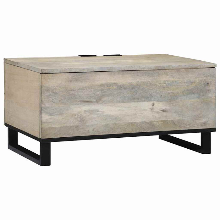 Masă de cafea Bej și negru 80 x 50 x 40 cm Lemn masiv de acacia - WALTI WALTI