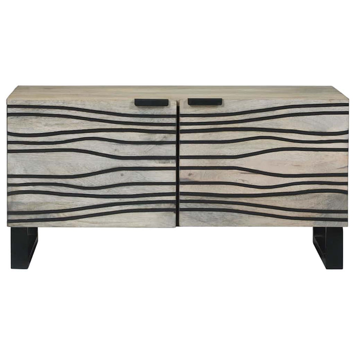 Masă de cafea Bej și negru 80 x 50 x 40 cm Lemn masiv de acacia - WALTI WALTI