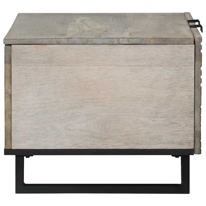 Masă de cafea Bej și negru 80 x 50 x 40 cm Lemn masiv de acacia - WALTI WALTI
