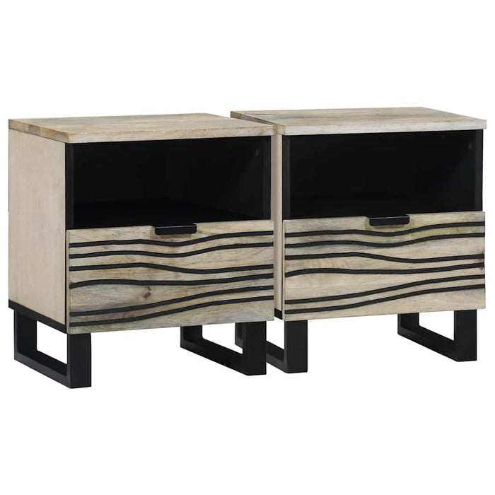 Mese de noptieră cu sertar 2 pcs Alb și negru 40 x 33 x 46 cm - WALTI WALTI