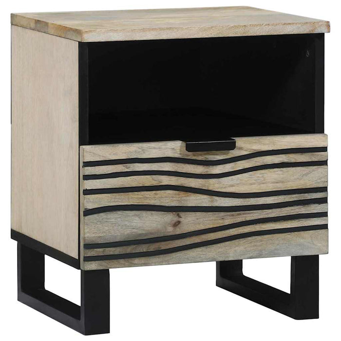 Mese de noptieră cu sertar 2 pcs Alb și negru 40 x 33 x 46 cm - WALTI WALTI