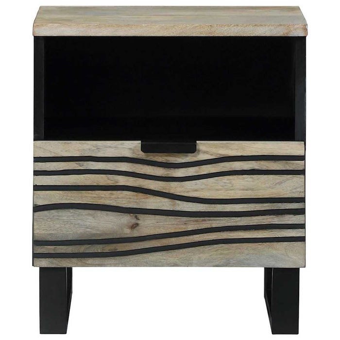 Mese de noptieră cu sertar 2 pcs Alb și negru 40 x 33 x 46 cm - WALTI WALTI
