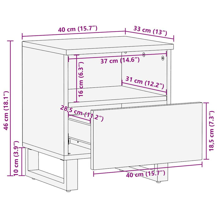 Mese de noptieră cu sertar 2 pcs Alb și negru 40 x 33 x 46 cm - WALTI WALTI