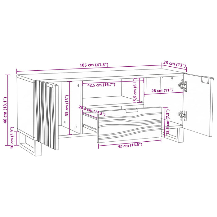 Unități TV cu sertar Alb 105 x 33 x 46 cm Lemn compozit - WALTI WALTI