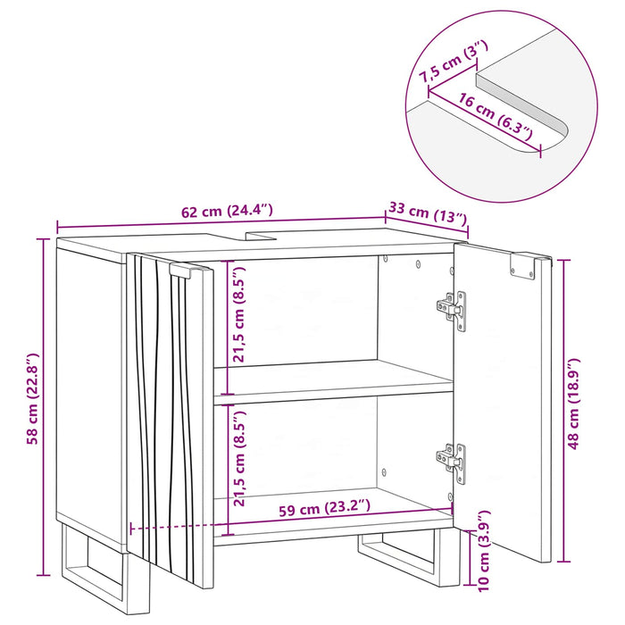 Dulap pentru Chiuveta de Baie Alb 62 x 33 x 58 cm Lemn compozit - WALTI WALTI