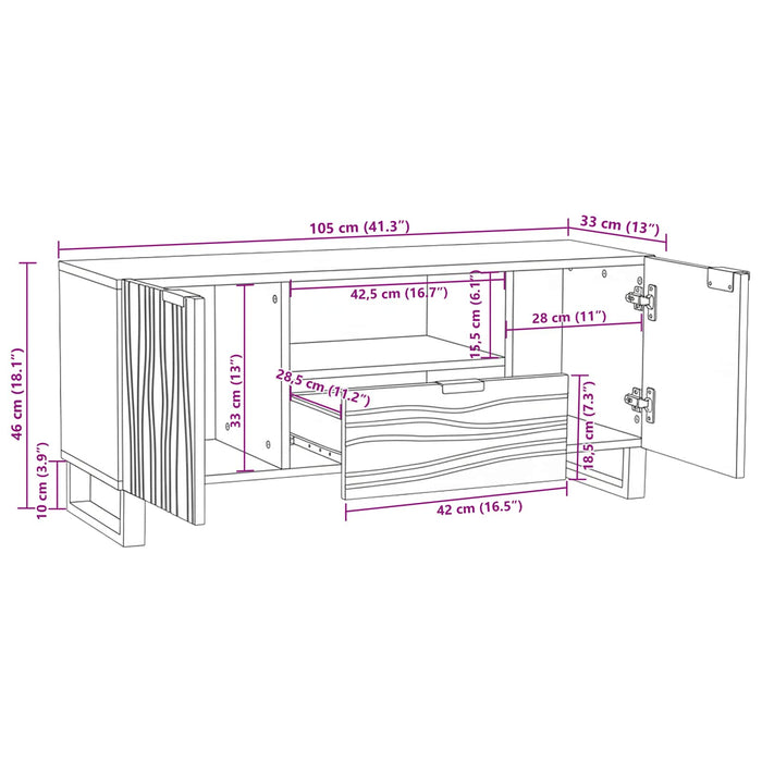 Unități TV cu sertar castan 105 x 33 x 46 cm Lemn compozit - WALTI WALTI