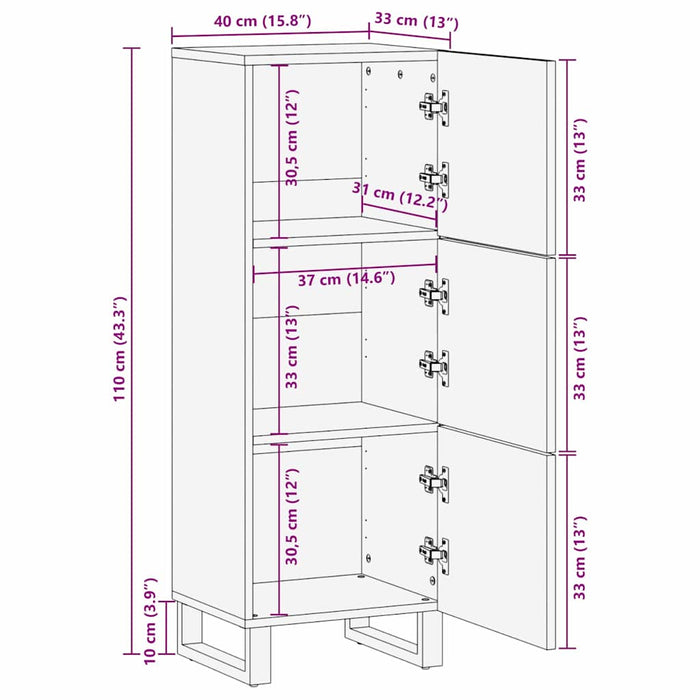 Highboard din lemn de nuc cu raft Altele cu depozitare cu ușă Maro 40 x 33.5 x 110 cm - WALTI WALTI