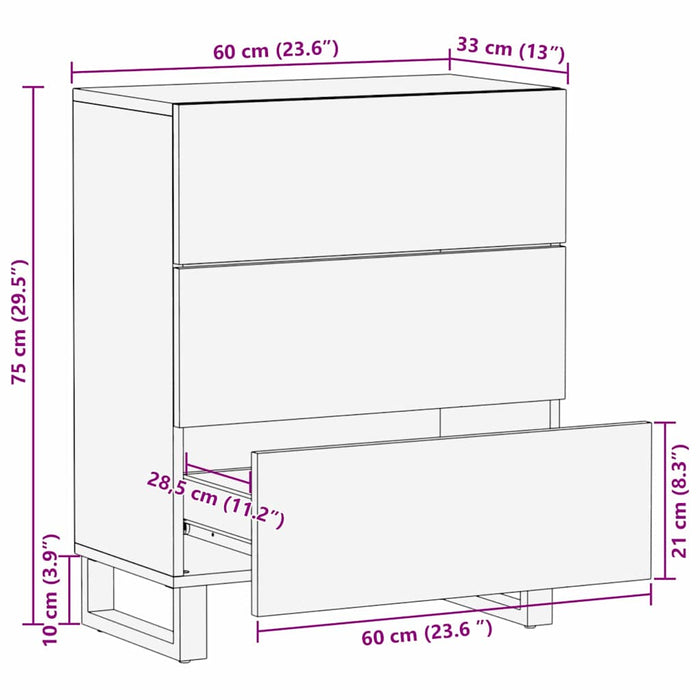 Bufet Maro 60 x 33 x 75 cm Lemn de mango solid - WALTI WALTI