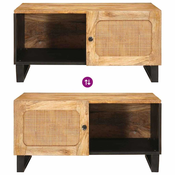 Masă de cafea natural 80 x 50 x 40 cm Lemn de mango solid WALTI