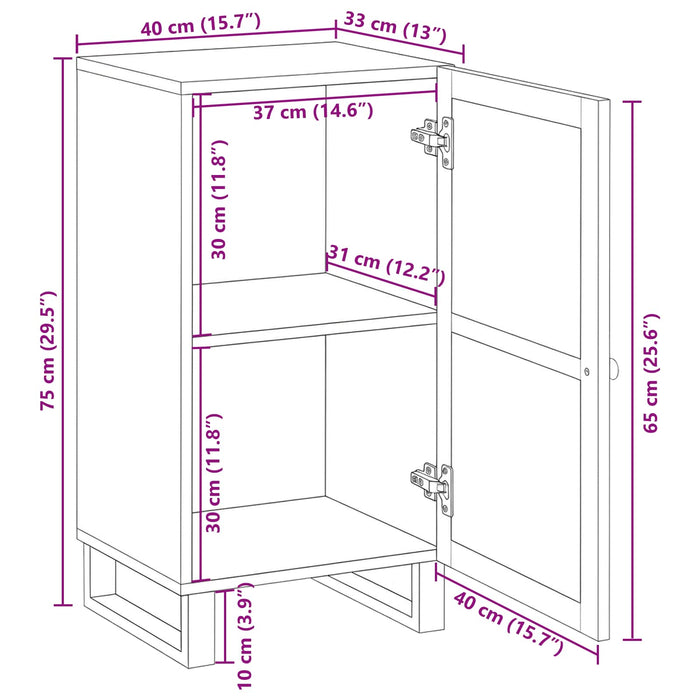 Bufet cu depozitare Maro 40 x 33 x 75 cm Lemn de mango solid - WALTI WALTI