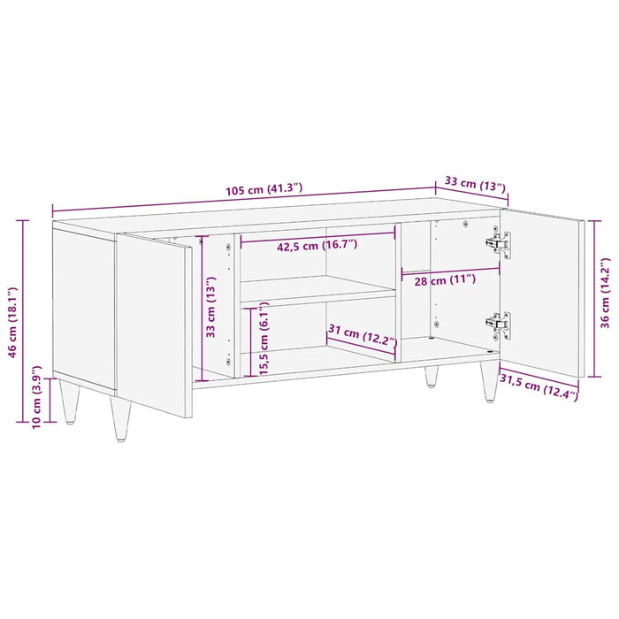 Unități TV Maro deschis 105 x 33 x 46 cm Lemn de mango solid - WALTI WALTI