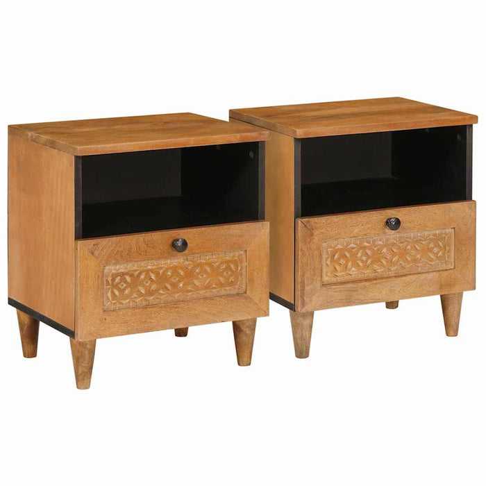 Dulap de noapte cu sertar 2 pcs Maro deschis 40 x 33 x 46 cm - WALTI WALTI