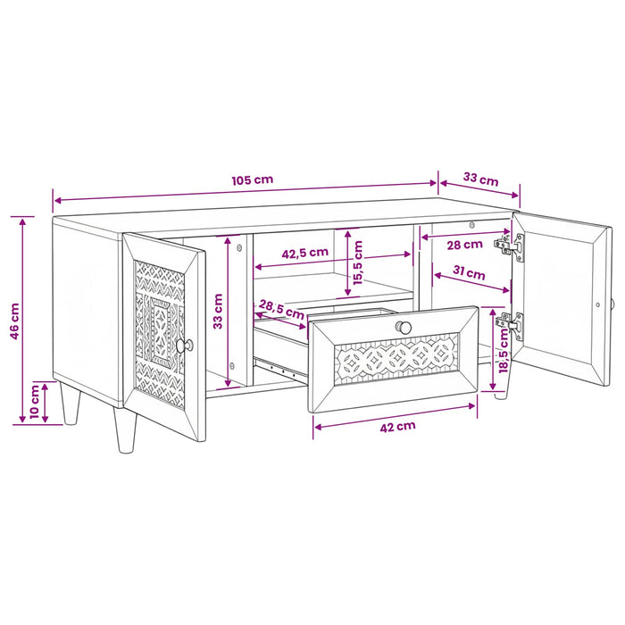 Unități TV cu raft Maro deschis 105 x 33 x 46 cm Lemn compozit - WALTI WALTI