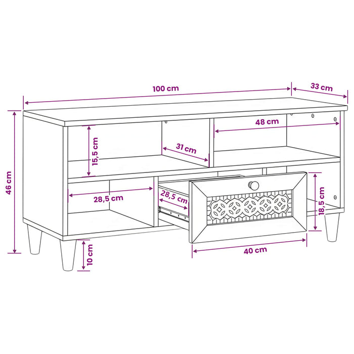 Unități TV cu raft Maro deschis 105 x 33 x 46 cm Lemn compozit - WALTI WALTI