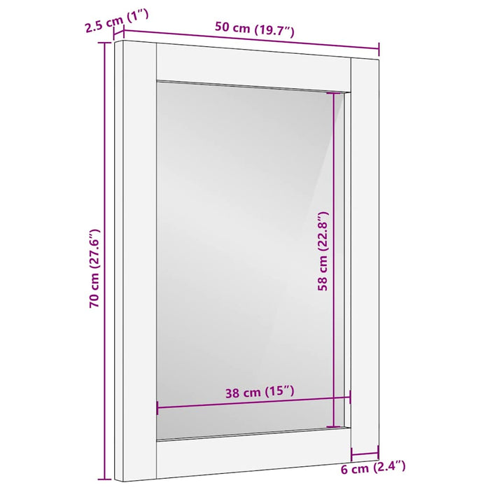 Oglindă pentru baie cu oglindă Maro deschis 70 x 50 x 2,5 cm - WALTI WALTI