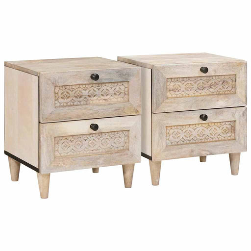 Dulap de noapte 2 pcs Alb 40 x 33 x 46 cm Lemn prelucrat - WALTI WALTI