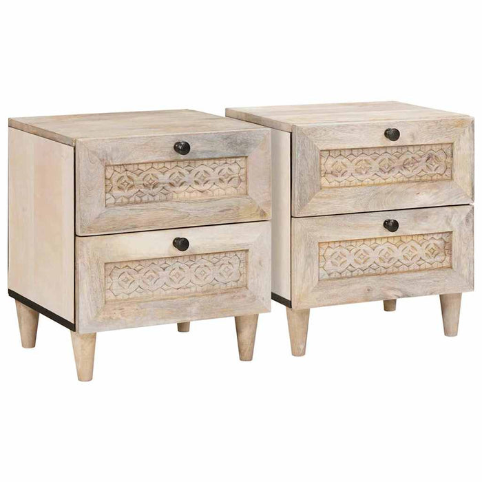 Dulap de noapte 2 pcs Alb 40 x 33 x 46 cm Lemn prelucrat - WALTI WALTI