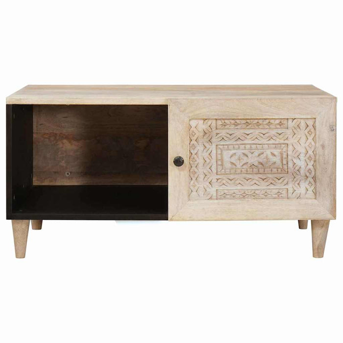 Masă de cafea cu raft Bej 80 x 50 x 40 cm Lemn masiv de acacia - WALTI WALTI