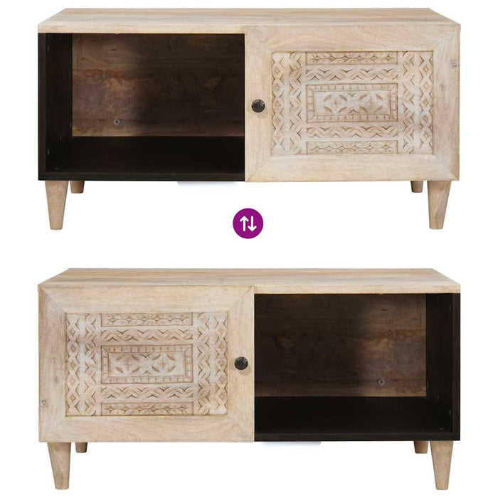 Masă de cafea cu raft Bej 80 x 50 x 40 cm Lemn masiv de acacia - WALTI WALTI