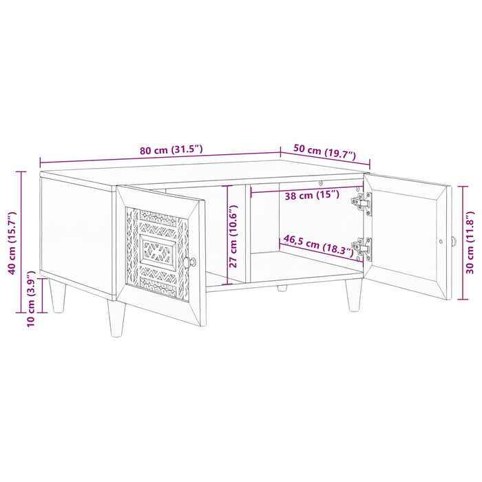 Masă de cafea Alb 80 x 54 x 40 cm Lemn prelucrat - WALTI WALTI