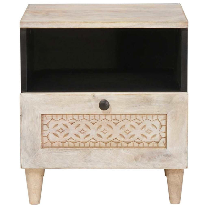 Dulap de noapte Bej 40 x 33 x 46 cm Lemn masiv de acacia - WALTI WALTI