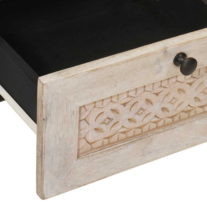 Dulap de noapte 2 pcs Bej 40 x 33 x 46 cm Lemn masiv de acacia - WALTI WALTI