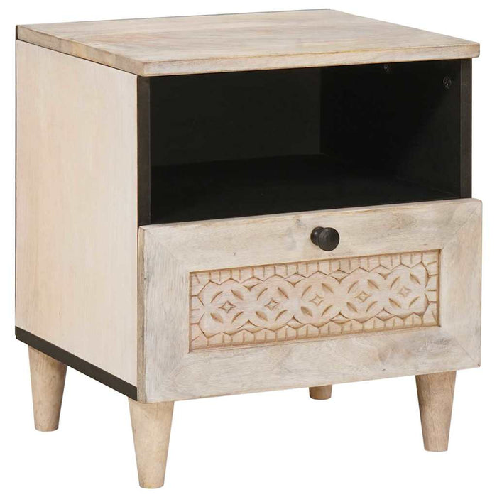 Dulap de noapte 2 pcs Bej 40 x 33 x 46 cm Lemn masiv de acacia - WALTI WALTI