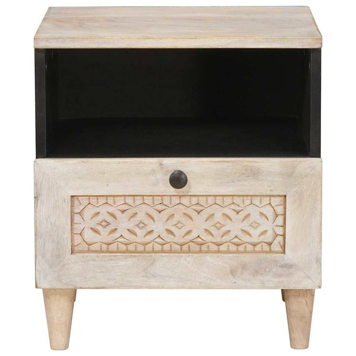 Dulap de noapte 2 pcs Bej 40 x 33 x 46 cm Lemn masiv de acacia - WALTI WALTI