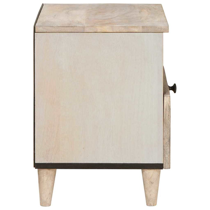 Dulap de noapte 2 pcs Bej 40 x 33 x 46 cm Lemn masiv de acacia - WALTI WALTI