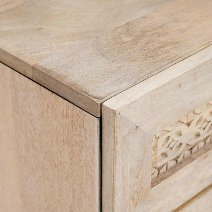 Dulap de noapte cu ușă Bej 50 x 33 x 60 cm Lemn masiv de acacia - WALTI WALTI