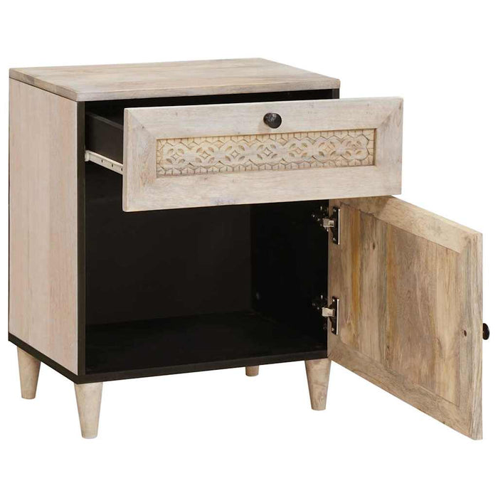 Dulap de noapte cu ușă Bej 50 x 33 x 60 cm Lemn masiv de acacia - WALTI WALTI