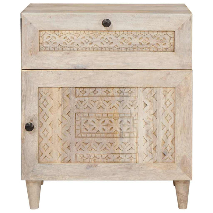 Dulap de noapte cu ușă Bej 50 x 33 x 60 cm Lemn masiv de acacia - WALTI WALTI