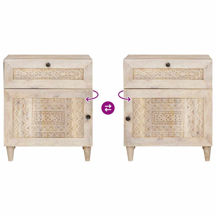 Dulap de noapte cu ușă Bej 50 x 33 x 60 cm Lemn masiv de acacia - WALTI WALTI
