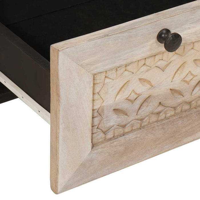 Dulap de noapte cu ușă Bej 50 x 33 x 62 cm Lemn masiv de acacia - WALTI WALTI