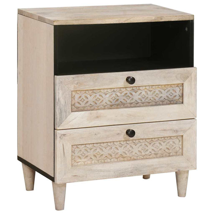 Dulap de noapte cu ușă Bej 50 x 33 x 62 cm Lemn masiv de acacia - WALTI WALTI