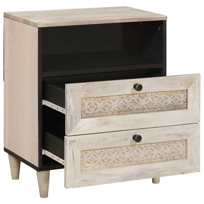 Dulap de noapte cu ușă Bej 50 x 33 x 62 cm Lemn masiv de acacia - WALTI WALTI