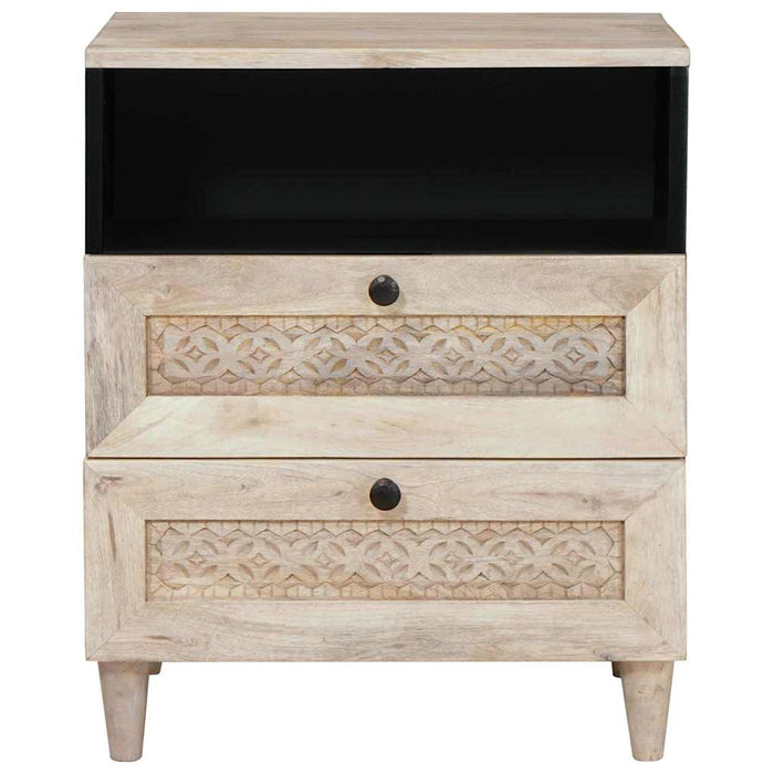 Dulap de noapte cu ușă Bej 50 x 33 x 62 cm Lemn masiv de acacia - WALTI WALTI