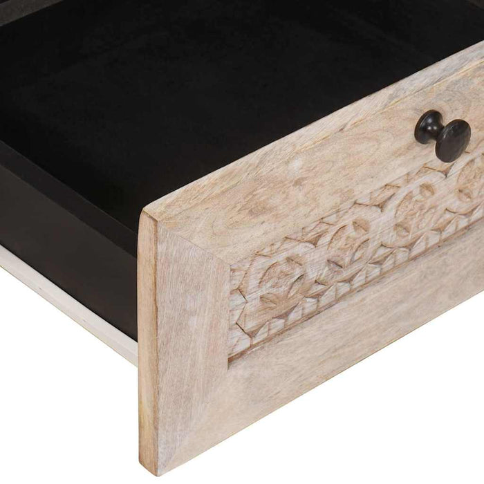 Masă de cafea cu raft Alb 80 x 54 x 40 cm Lemn masiv de acacia - WALTI WALTI