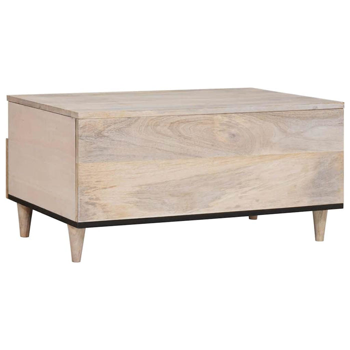 Masă de cafea cu raft Alb 80 x 54 x 40 cm Lemn masiv de acacia - WALTI WALTI