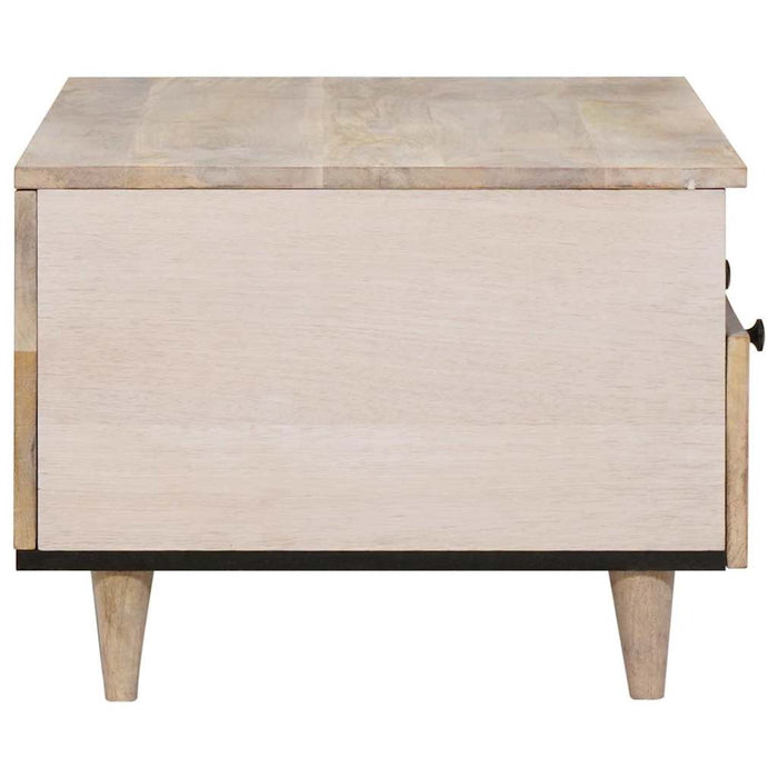 Masă de cafea cu raft Alb 80 x 54 x 40 cm Lemn masiv de acacia - WALTI WALTI