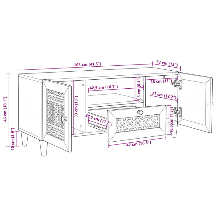 Unități TV cu sertar cu raft Alb 105 x 33 x 46 cm Lemn compozit - WALTI WALTI