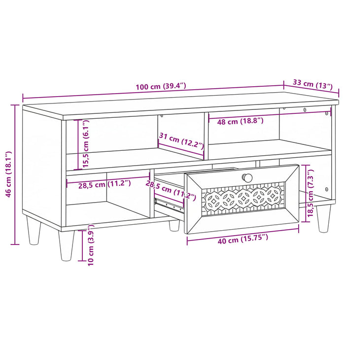 Unități TV cu sertar cu raft Alb 105 x 33 x 46 cm Lemn compozit - WALTI WALTI