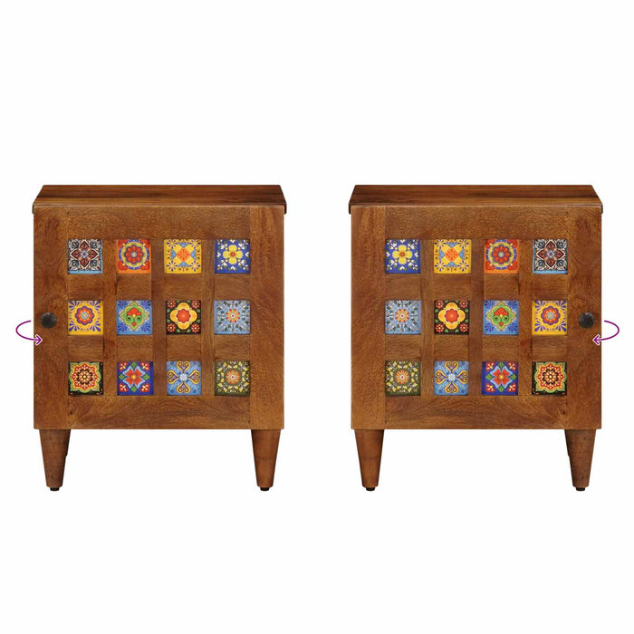 Dulap de noapte 2 pcs Maro 40 x 33 x 46 cm Lemn de mango solid - WALTI WALTI