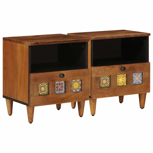 Dulap de noapte 2 pcs Maro 40 x 33 x 46 cm Lemn de mango solid - WALTI WALTI