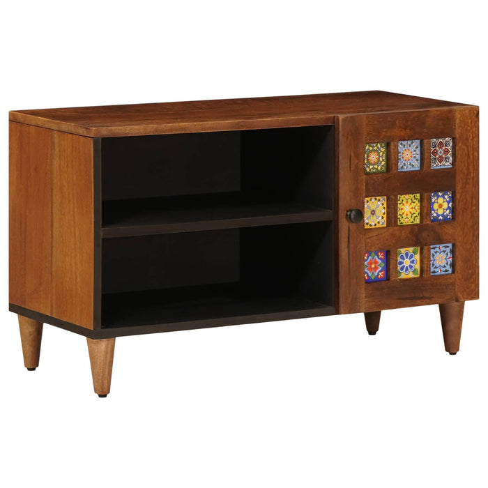 Cabinet TV cu ușă castan 80 x 33 x 46 cm Lemn de mango solid - WALTI WALTI