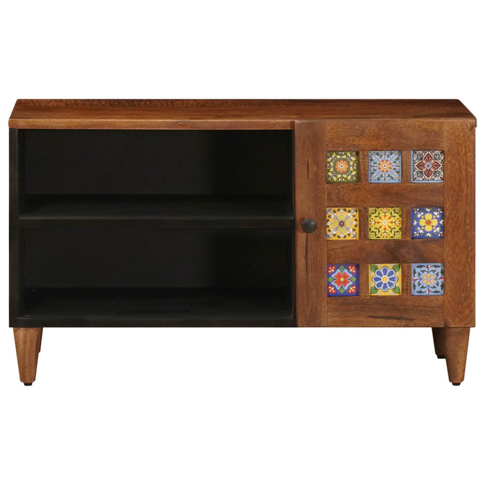 Cabinet TV cu ușă castan 80 x 33 x 46 cm Lemn de mango solid - WALTI WALTI