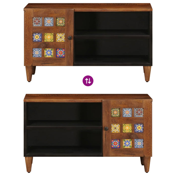 Cabinet TV cu ușă castan 80 x 33 x 46 cm Lemn de mango solid - WALTI WALTI