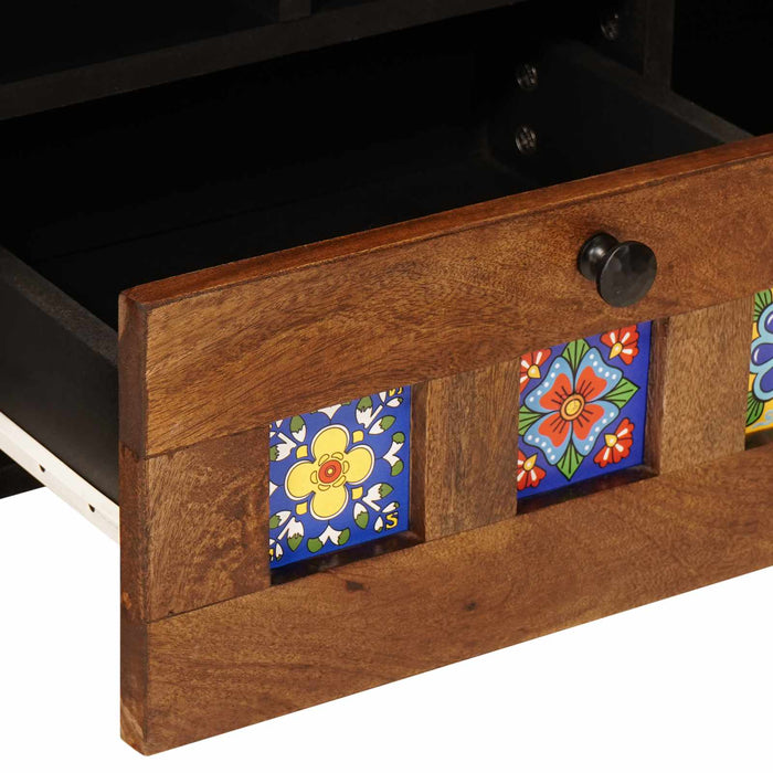 Cabinet TV cu raft castan 100 x 33 x 46 cm Lemn de mango solid - WALTI WALTI