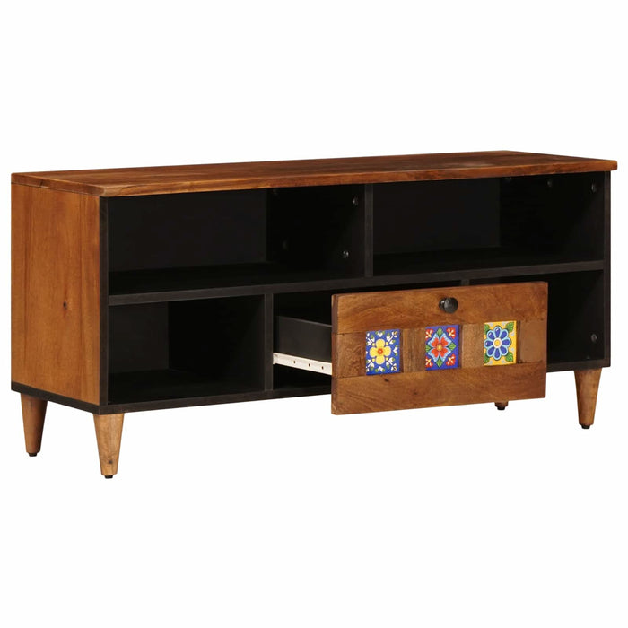 Cabinet TV cu raft castan 100 x 33 x 46 cm Lemn de mango solid - WALTI WALTI