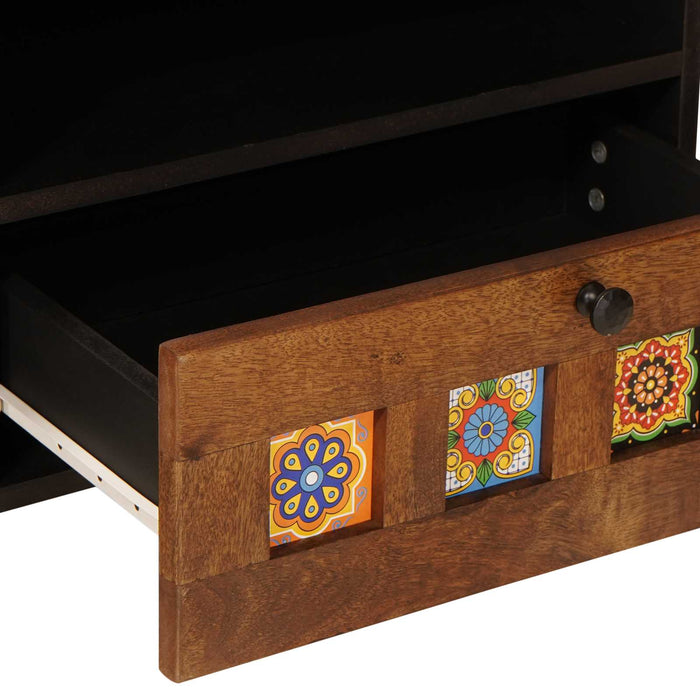 Cabinet TV cu sertar castan 80 x 33 x 46 cm Lemn de mango solid - WALTI WALTI